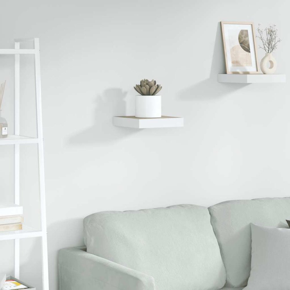 vidaXL Svävande vägghylla ek och vit 23x23,5x3,8 cm MDF