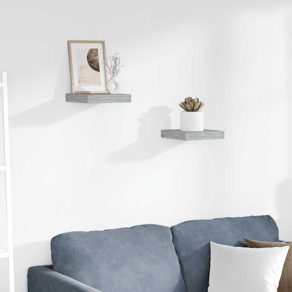 vidaXL Svävande vägghyllor 2 st betonggrå 23x23,5x3,8 cm MDF