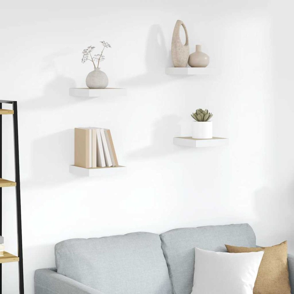 vidaXL Svävande vägghyllor 4 st ek och vit 23x23,5x3,8 cm MDF