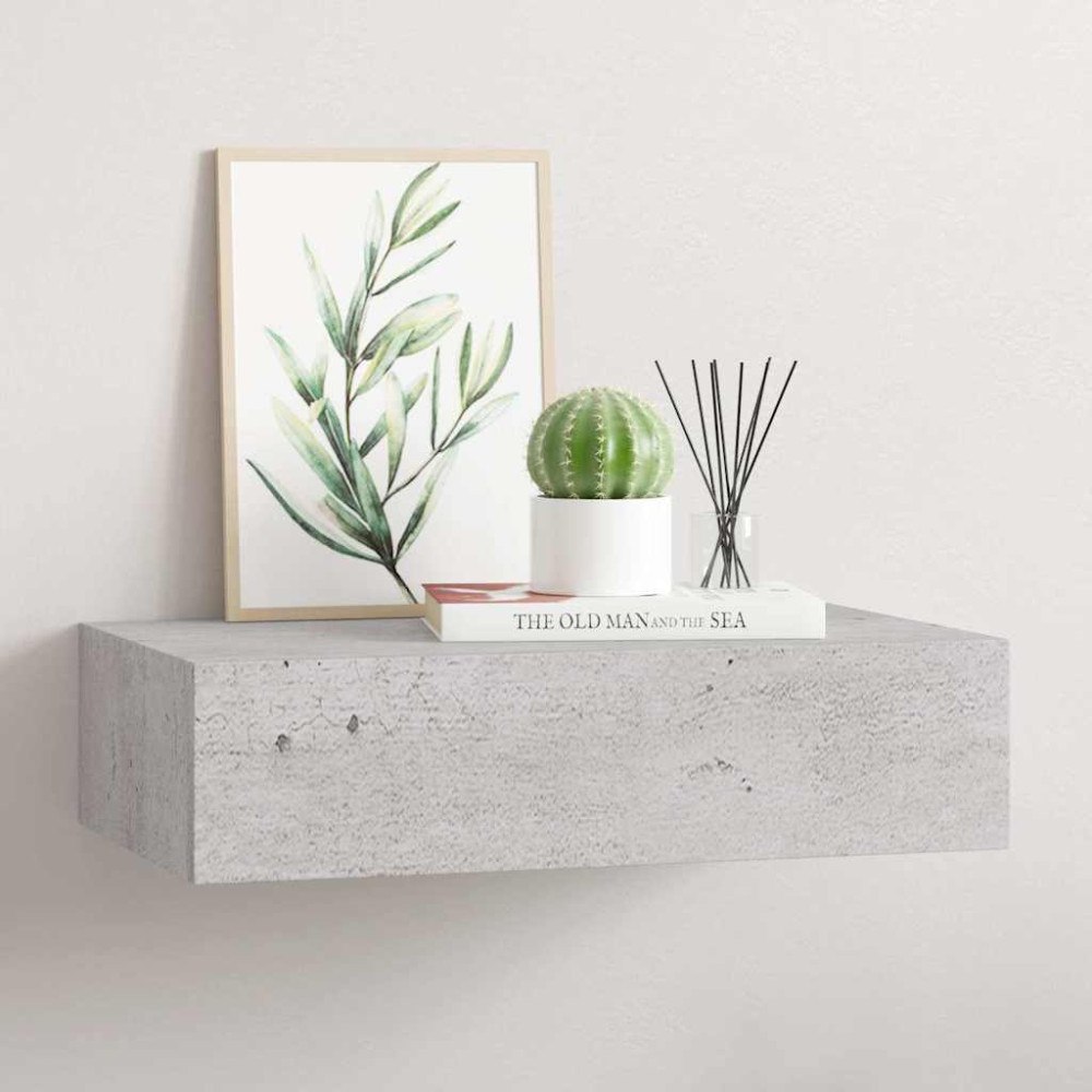 vidaXL Väggmonterad låda betonggrå 40x23,5x10 cm MDF