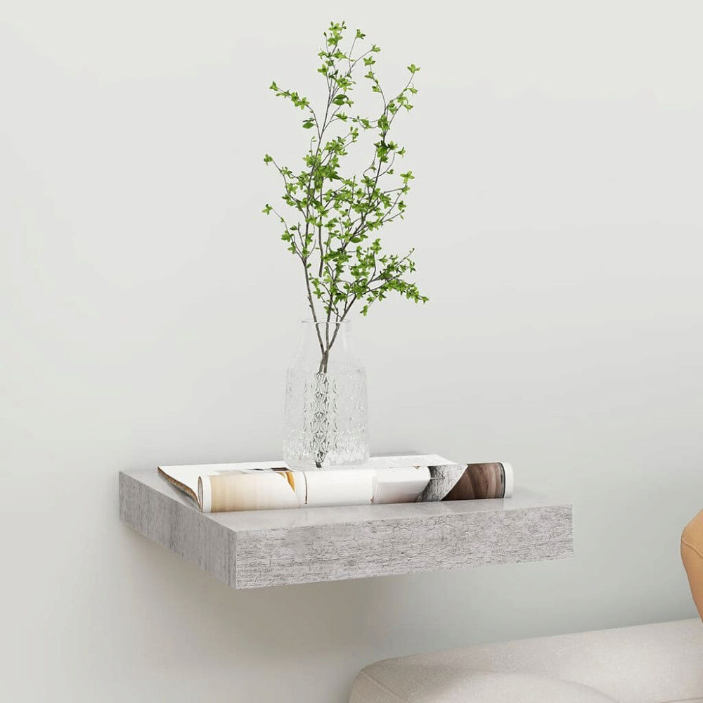 vidaXL Svävande vägghylla betonggrå 23x23,5x3,8 cm MDF
