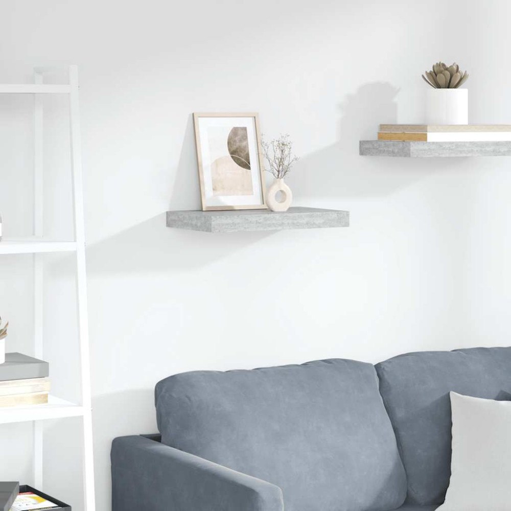 vidaXL Svävande vägghylla betonggrå 40x23x3,8 cm MDF
