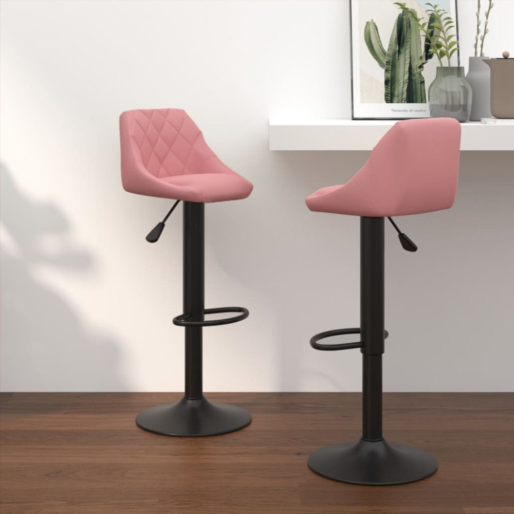 vidaXL Barstolar 2 st rosa sammet