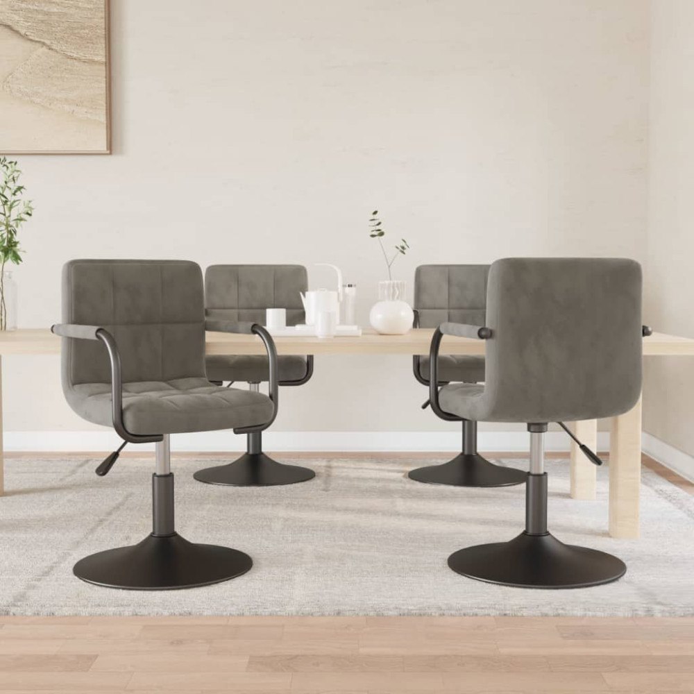 vidaXL Snurrbara matstolar 4 st grå sammet