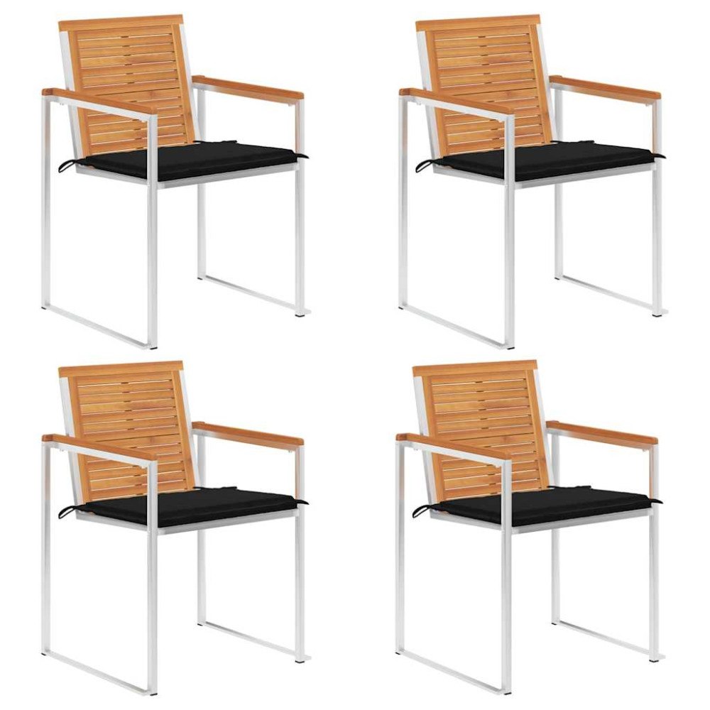 vidaXL Trädgårdsstolar med dynor 4 st massivt akaciaträ