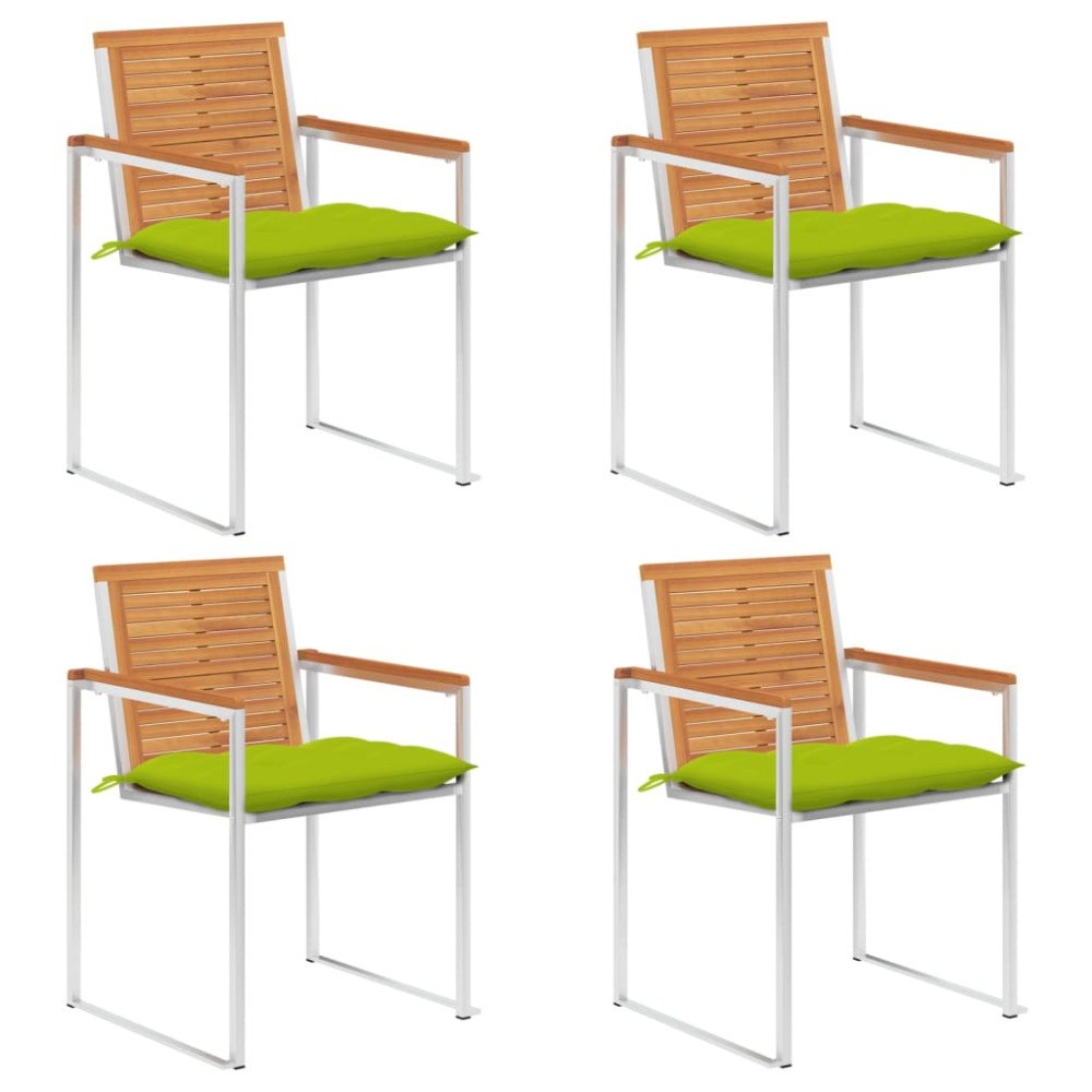 vidaXL Trädgårdsstolar med dynor 4 st massivt akaciaträ