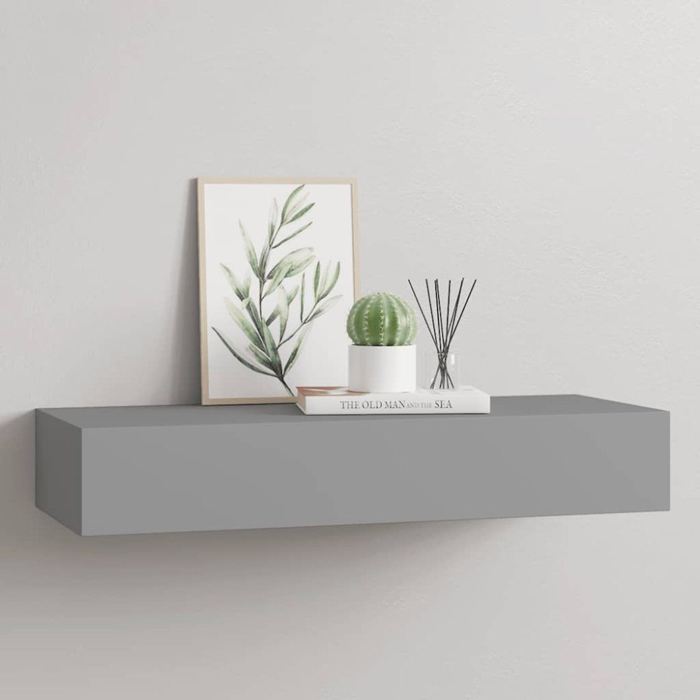 vidaXL Väggmonterad låda grå 60x23,5x10 cm MDF