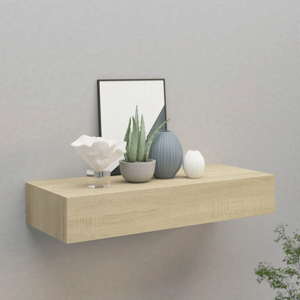 vidaXL Väggmonterad låda ek 60x23,5x10 cm MDF