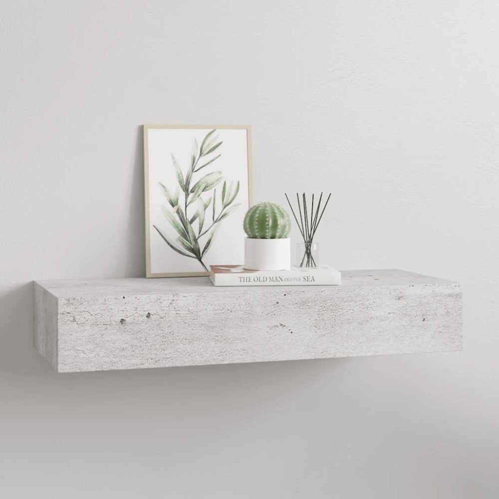 vidaXL Väggmonterad låda betonggrå 60x23,5x10 cm MDF