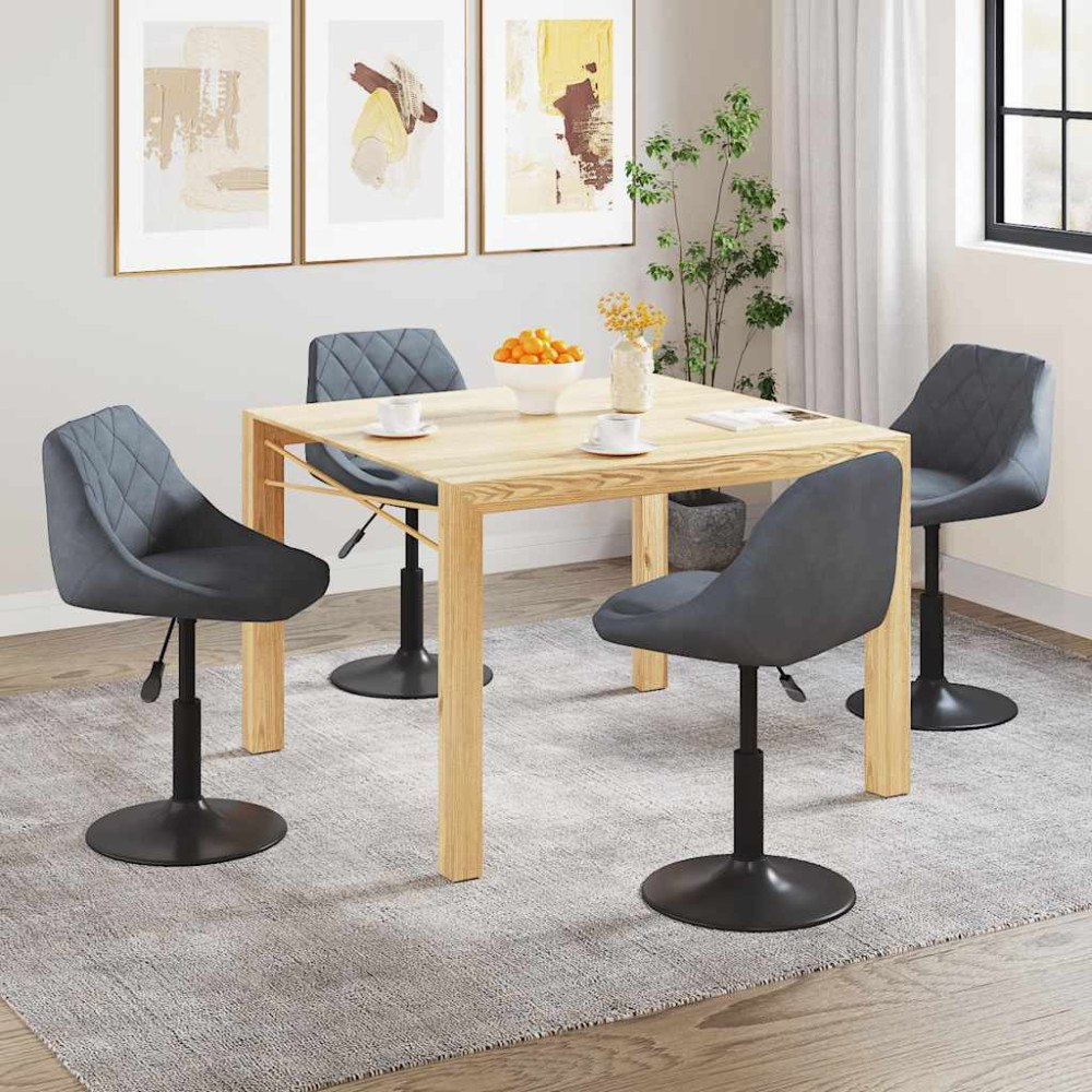 vidaXL Snurrbara matstolar 4 st mörkgrå sammet