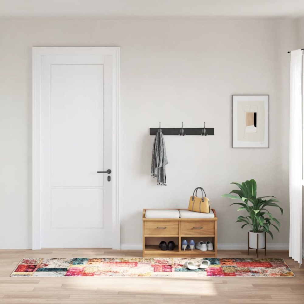 vidaXL Matta tvättbar lappmönster 80x300 cm flerfärgad
