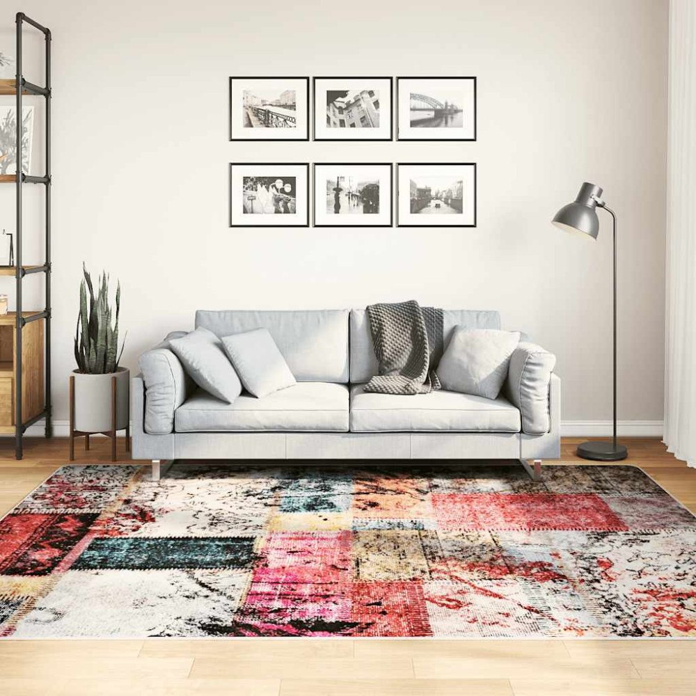 vidaXL Matta tvättbar lappmönster 160x230 cm flerfärgad