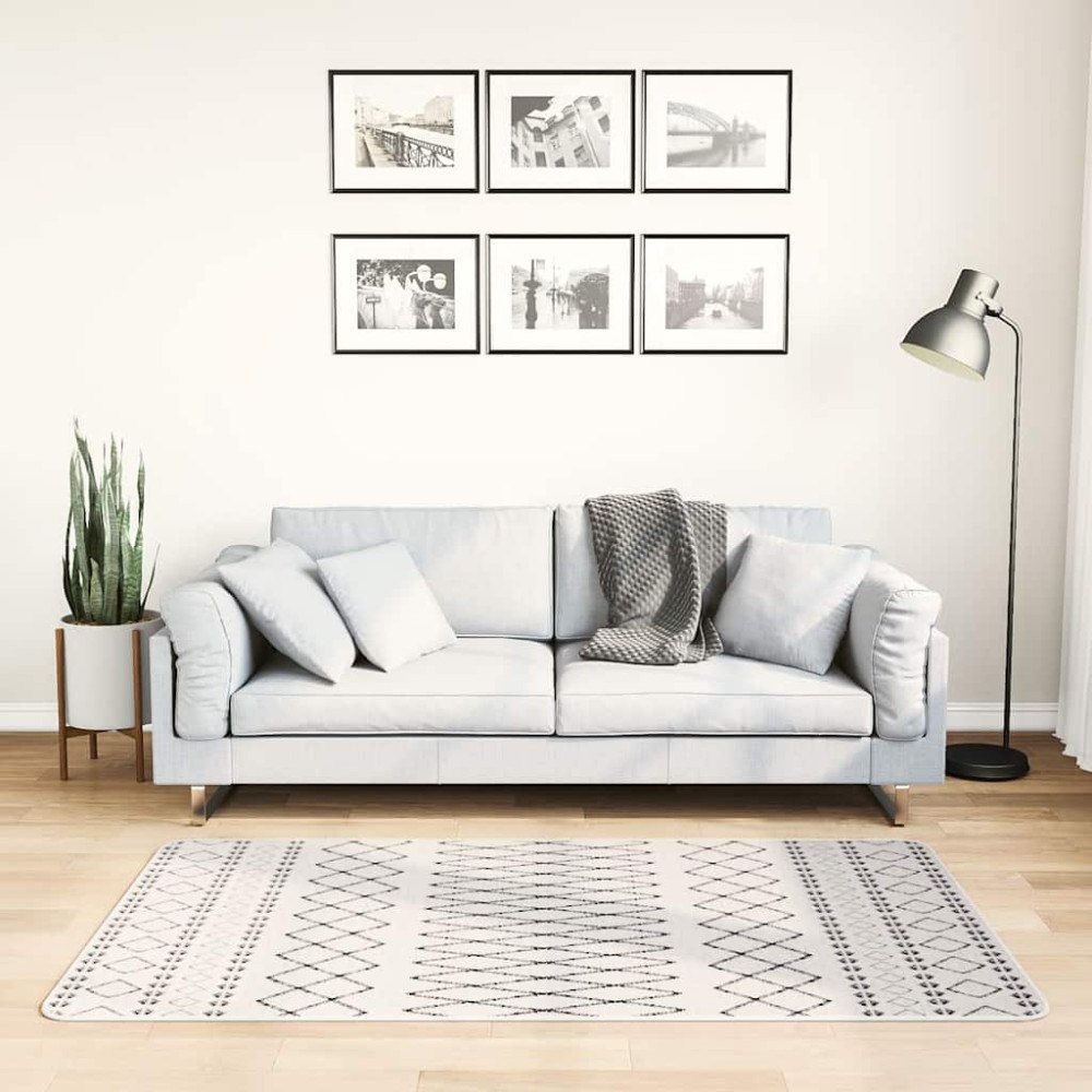 vidaXL Matta tvättbar 80x150 cm svart och vit