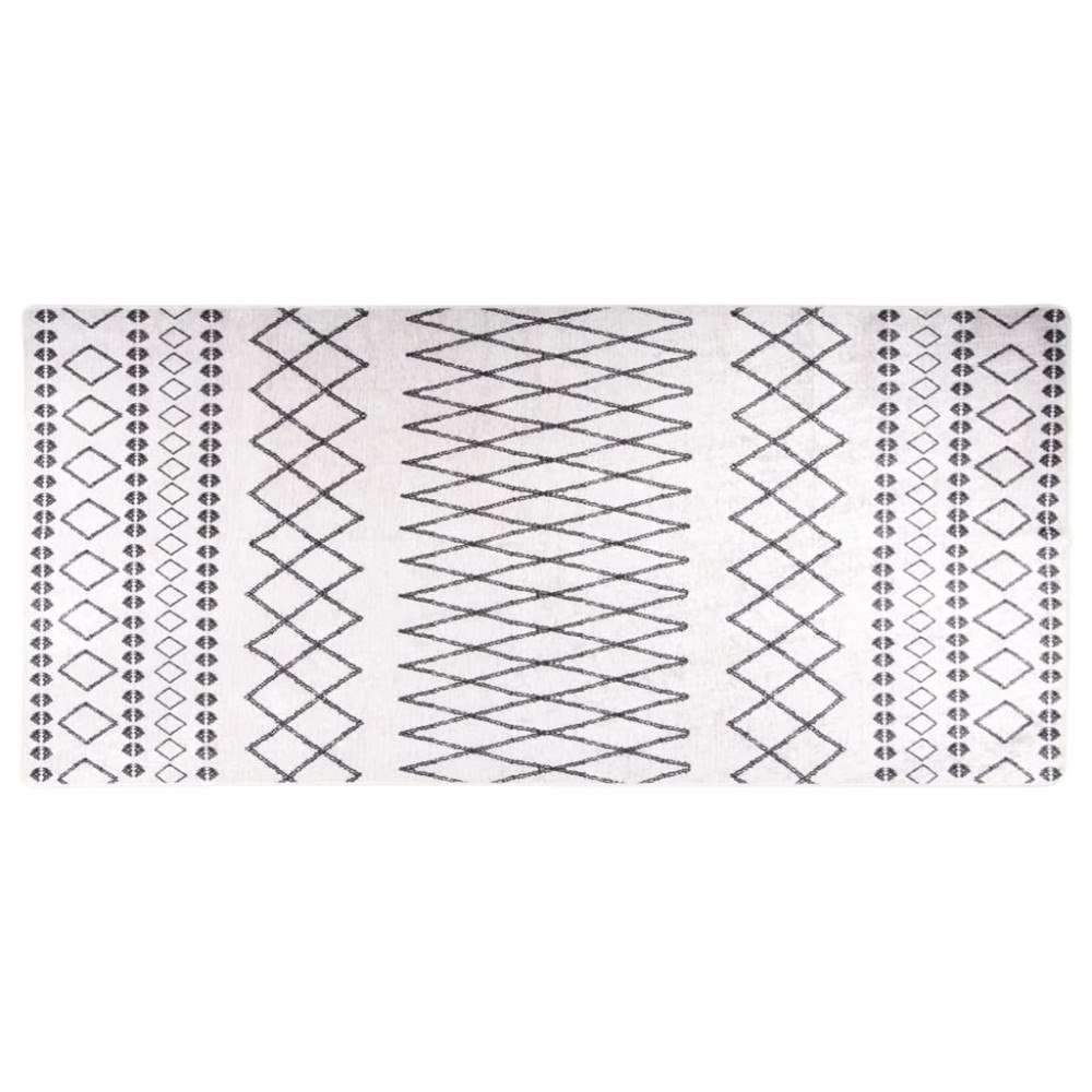 vidaXL Matta tvättbar 80x300 cm svart och vit