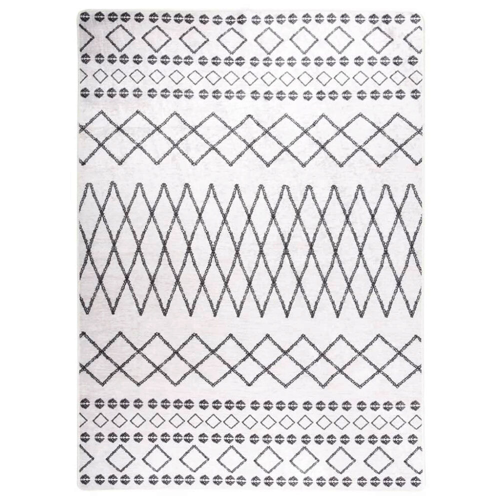 vidaXL Matta tvättbar 120x180 cm svart och vit halkfri