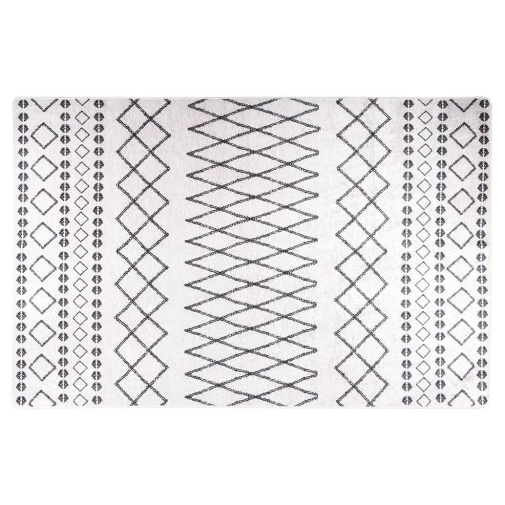 vidaXL Matta tvättbar 160x230 cm svart och vit