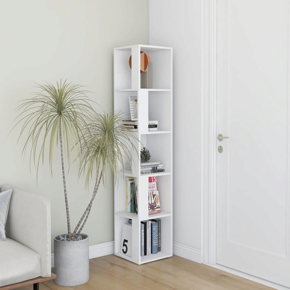 vidaXL Hörnhylla vit 33x33x164,5 cm konstruerat trä