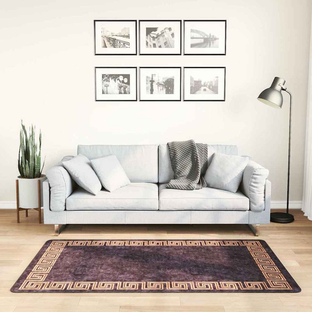 vidaXL Matta tvättbar 80x150 cm svart och guld