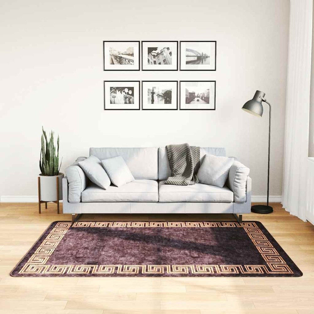 vidaXL Matta tvättbar 120x180 cm svart och guld