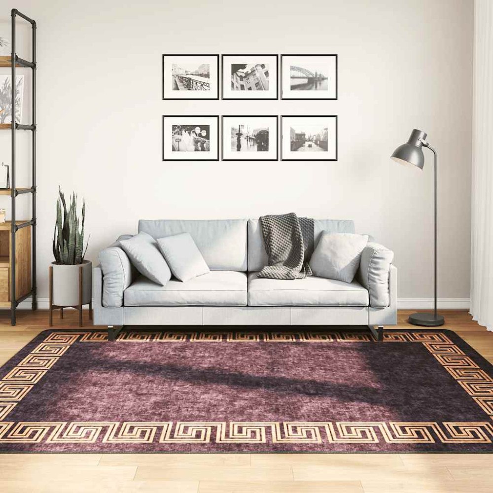 vidaXL Matta tvättbar 160x230 cm svart och guld