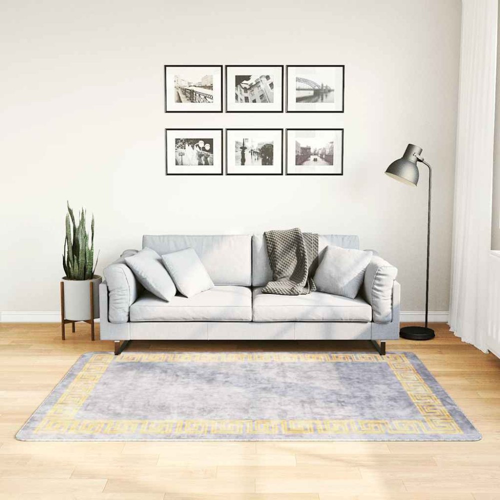 vidaXL Matta tvättbar 120x180 cm grå