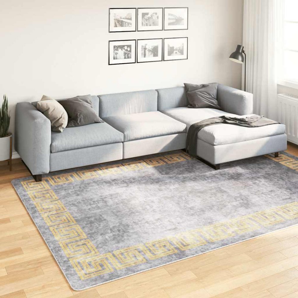 vidaXL Matta tvättbar 190x300 cm grå