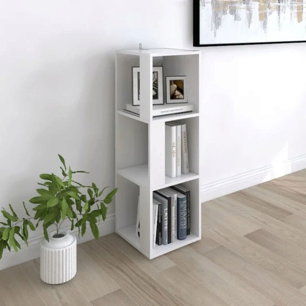 vidaXL Hörnhylla vit 33x33x100 cm konstruerat trä