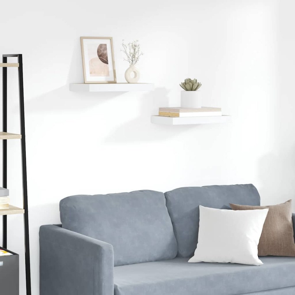 vidaXL Svävande vägghyllor 2 st ek och vit 50x23x3,8 cm MDF