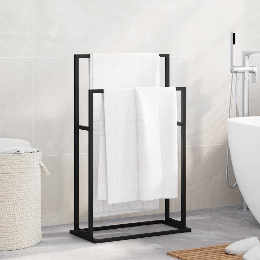 vidaXL Fristående handdukshängare svart 48x24x78,5 cm järn