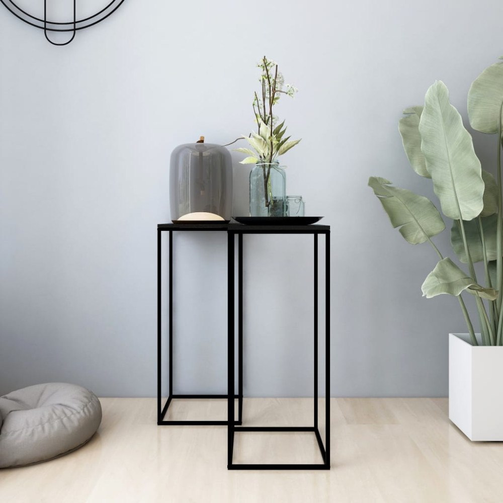 vidaXL Sidobord 2 st svart stål