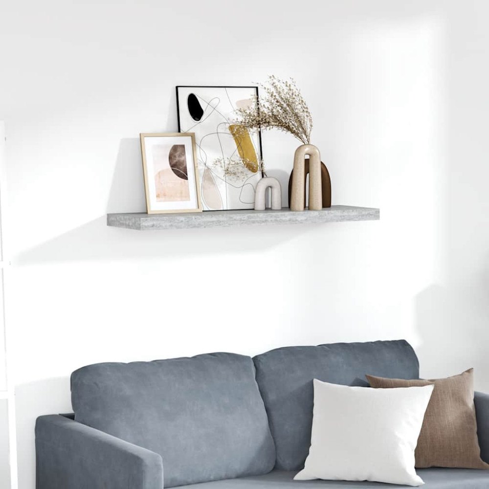 vidaXL Svävande vägghylla betonggrå 90x23,5x3,8 cm MDF