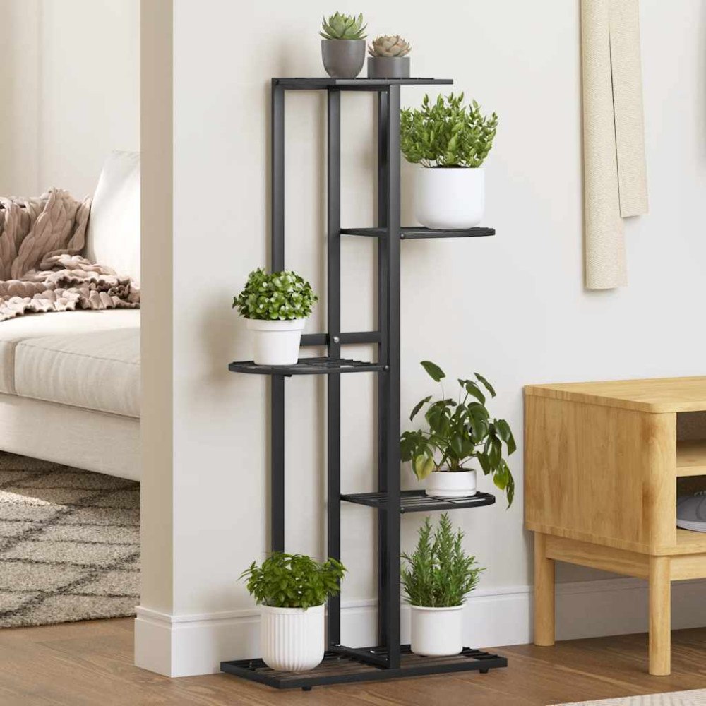 vidaXL Växtställ med 5 hyllor 43x22x98 cm svart metall