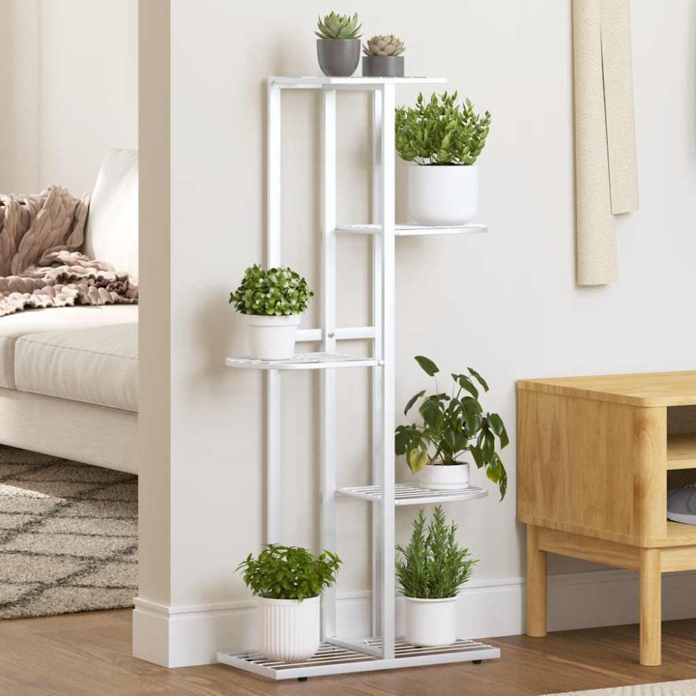 vidaXL Växtställ med 5 hyllor 43x22x98 cm vit metall