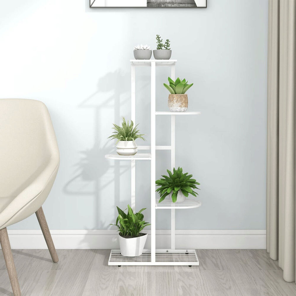 vidaXL Växtställ med 5 hyllor 43x22x98 cm vit metall
