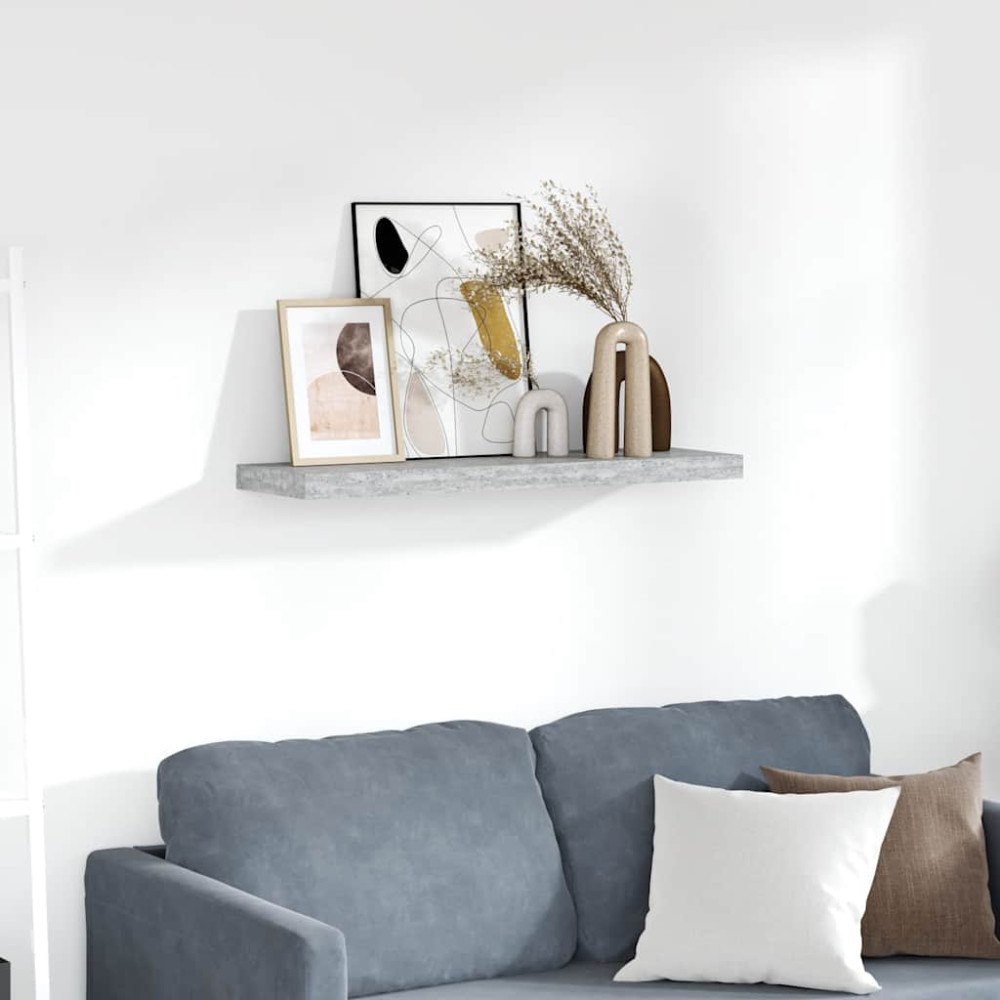 vidaXL Svävande vägghylla betonggrå 80x23,5x3,8 cm MDF