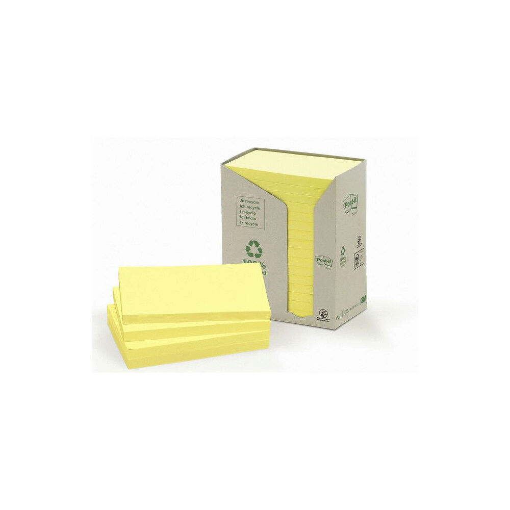 Post-it Notes POST-IT 100% recy 127x76 gul 16/fp