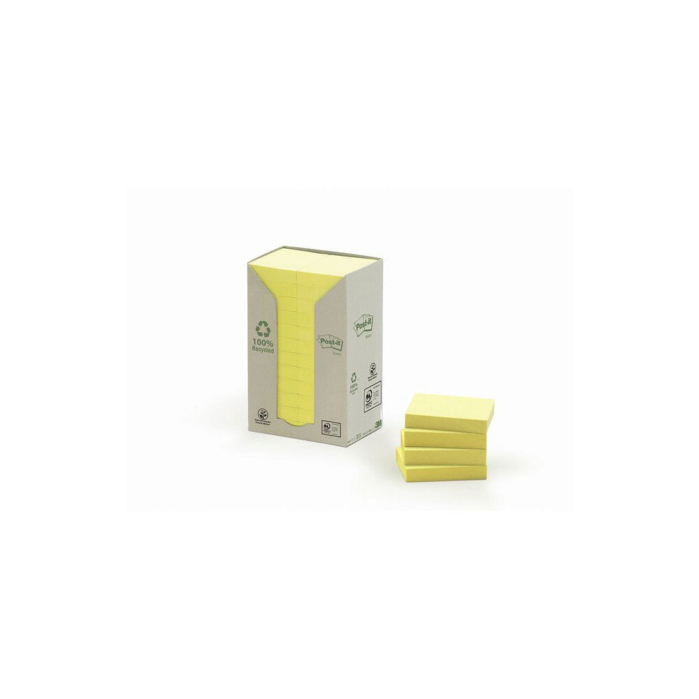 Post-it Notes POST-IT 100% recy 38x51 gul 24/fp