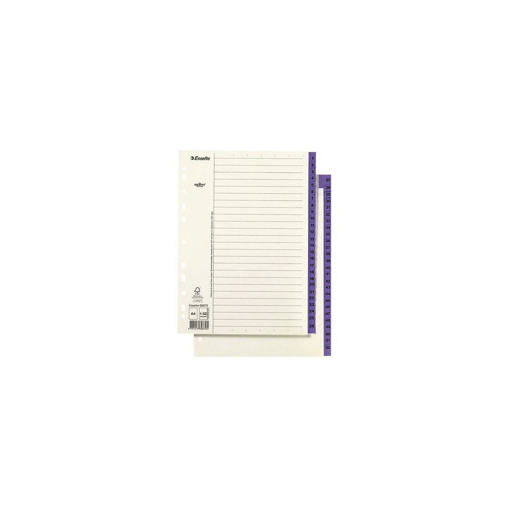 ESSELTE Pappregister Servo A4 1-52 lila flik