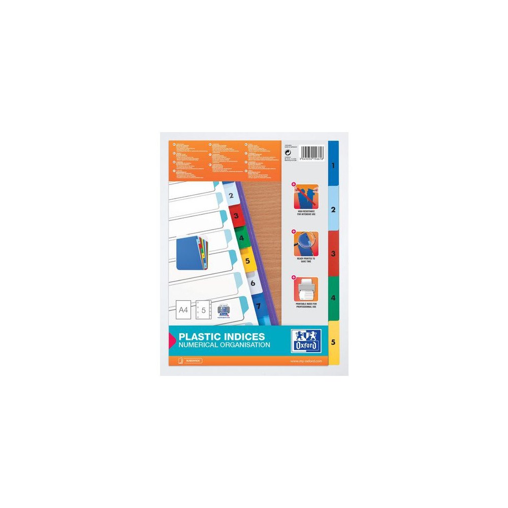 Oxford Plastregister OXFORD A4 1-5 olika färger