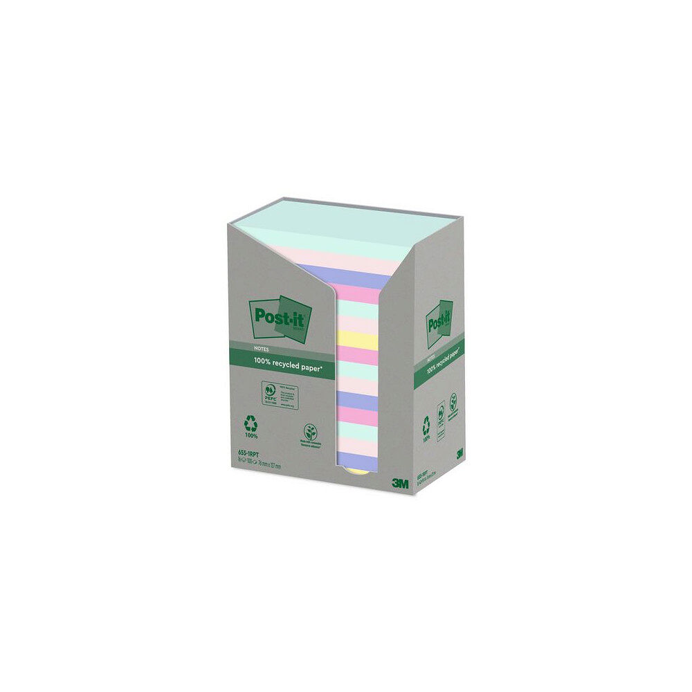 Post-it Notes POST-IT 100%re 76x127 sort.f 16/fp