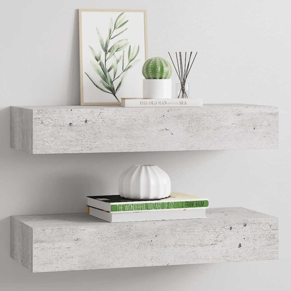 vidaXL Vägglådor betonggrå 2 st 60x23,5x10 cm MDF