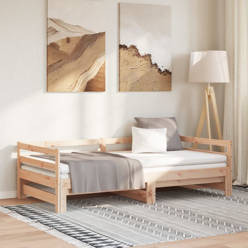 vidaXL Dagbädd utdragbar massiv furu 2x(90x200) cm