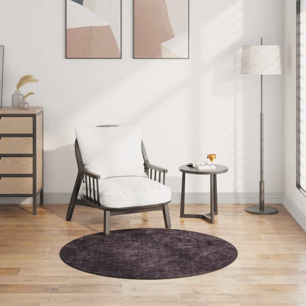 vidaXL Matta tvättbar φ120 cm antracit