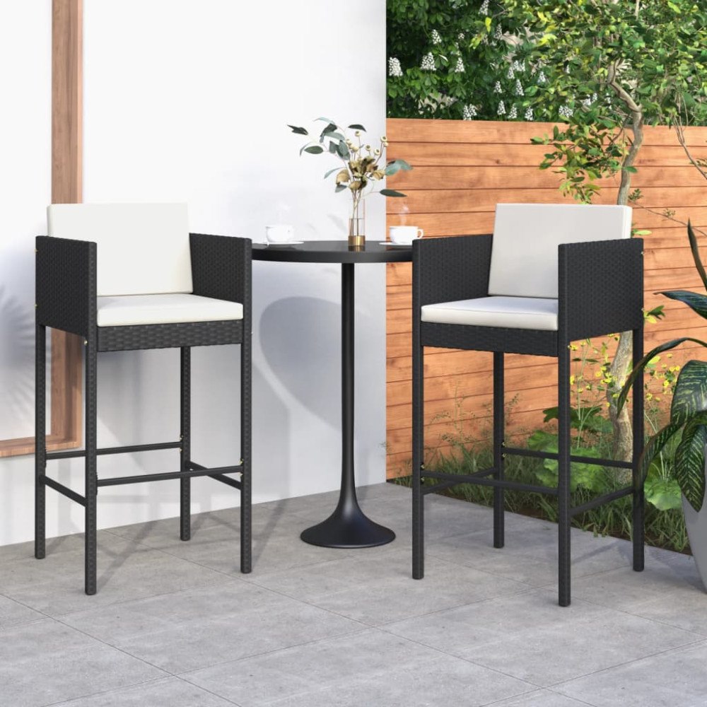 vidaXL Barstolar med dynor 2 st svart konstrotting