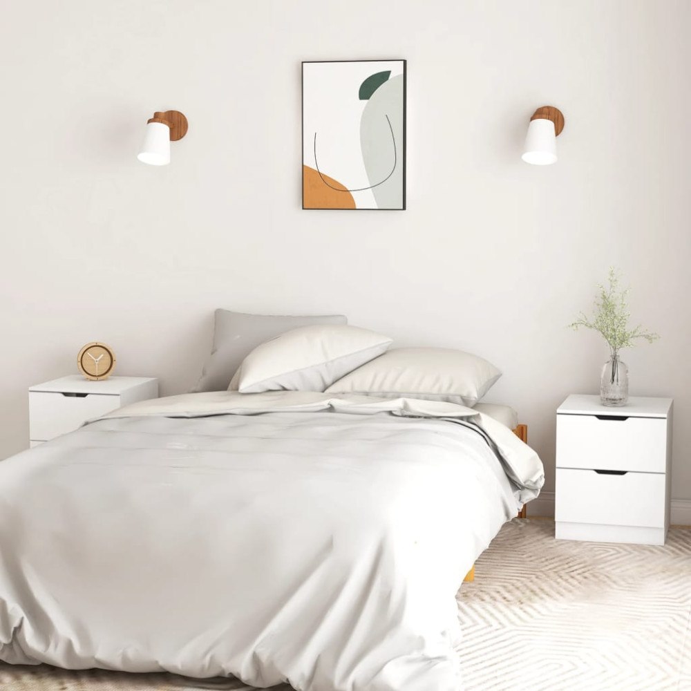 vidaXL Sängbord 2 st vit 40x40x50 cm konstruerat trä
