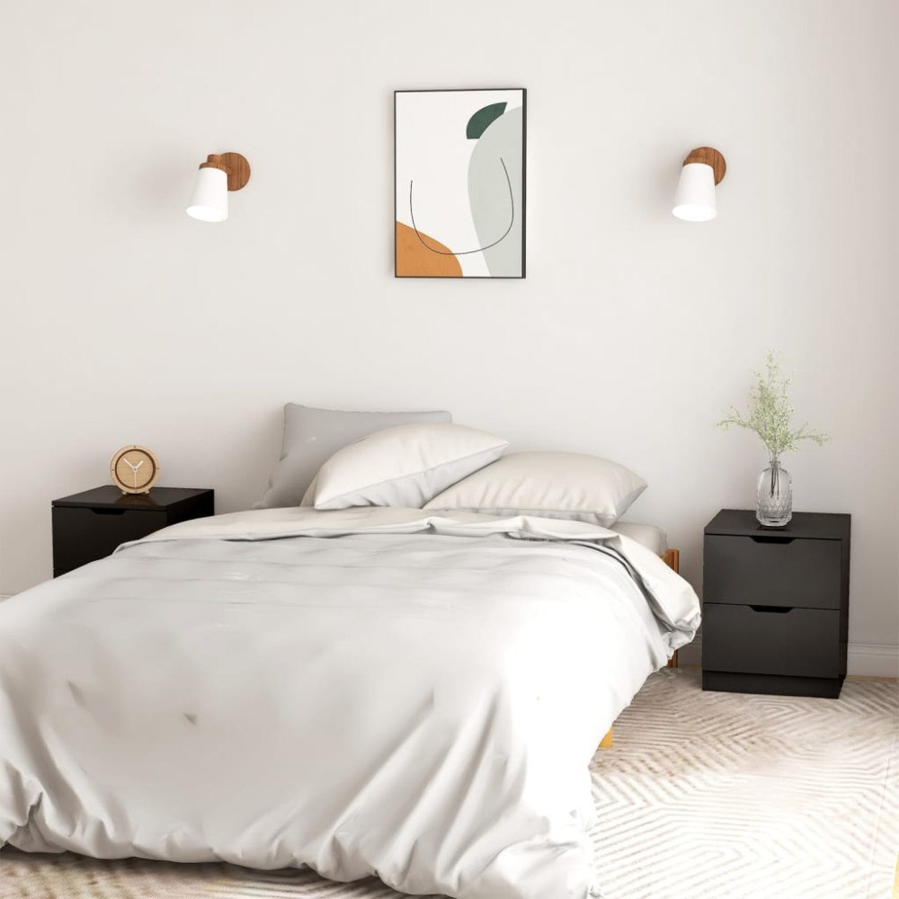 vidaXL Sängbord 2 st svart 40x40x50 cm konstruerat trä