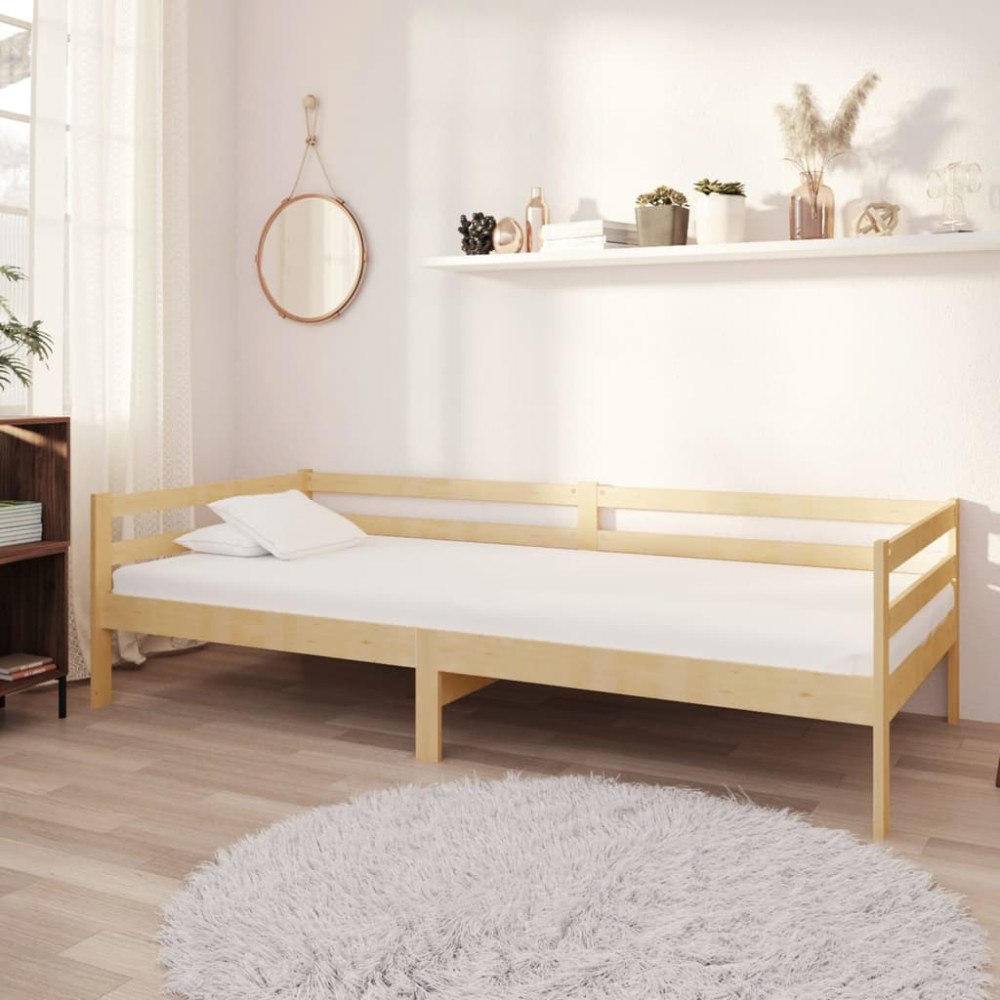vidaXL Dagbädd med madrass 90x200 cm massiv furu