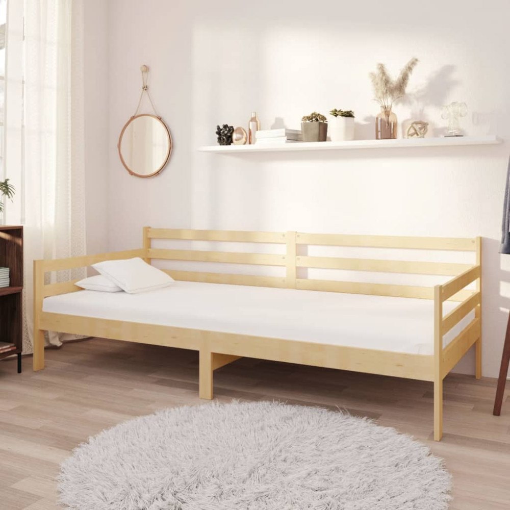 vidaXL Dagbädd med madrass 90x200 cm massiv furu
