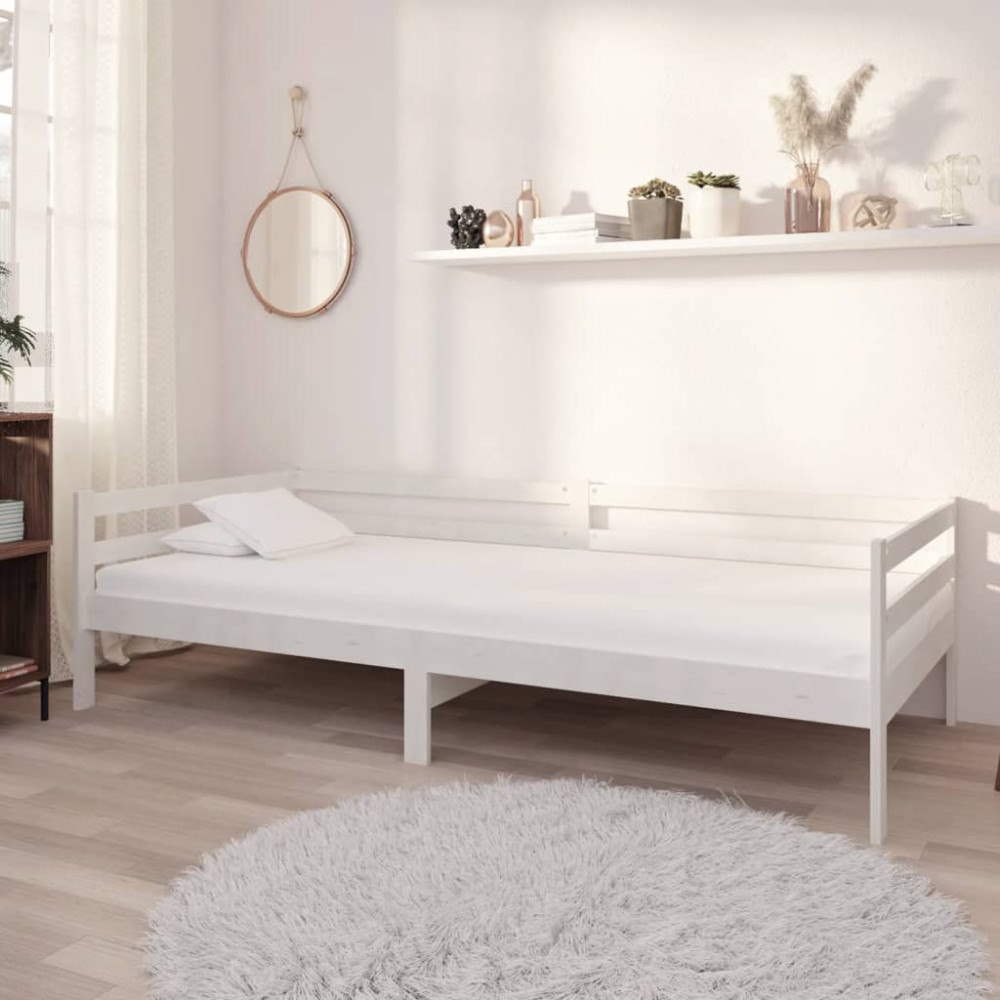 vidaXL Dagbädd med lådor 90x200 cm vit massiv furu
