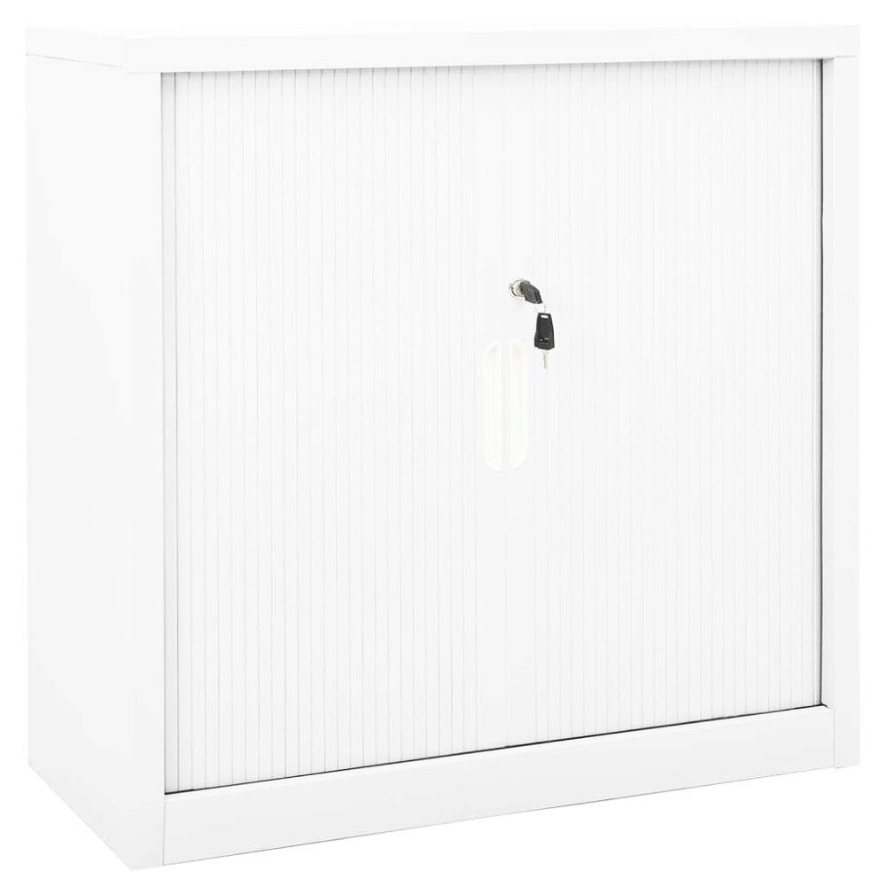 vidaXL Dokumentskåp med skjutdörr vit 90x40x90 cm stål